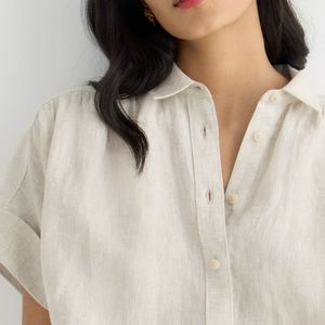YUNHUI Women's Summer Short Sleeve Shirtdress - 100% Tencel Fabric, Belted, Button Front Dress - View #8